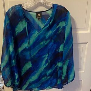 Vibrant Blue and Green Women's Blouse